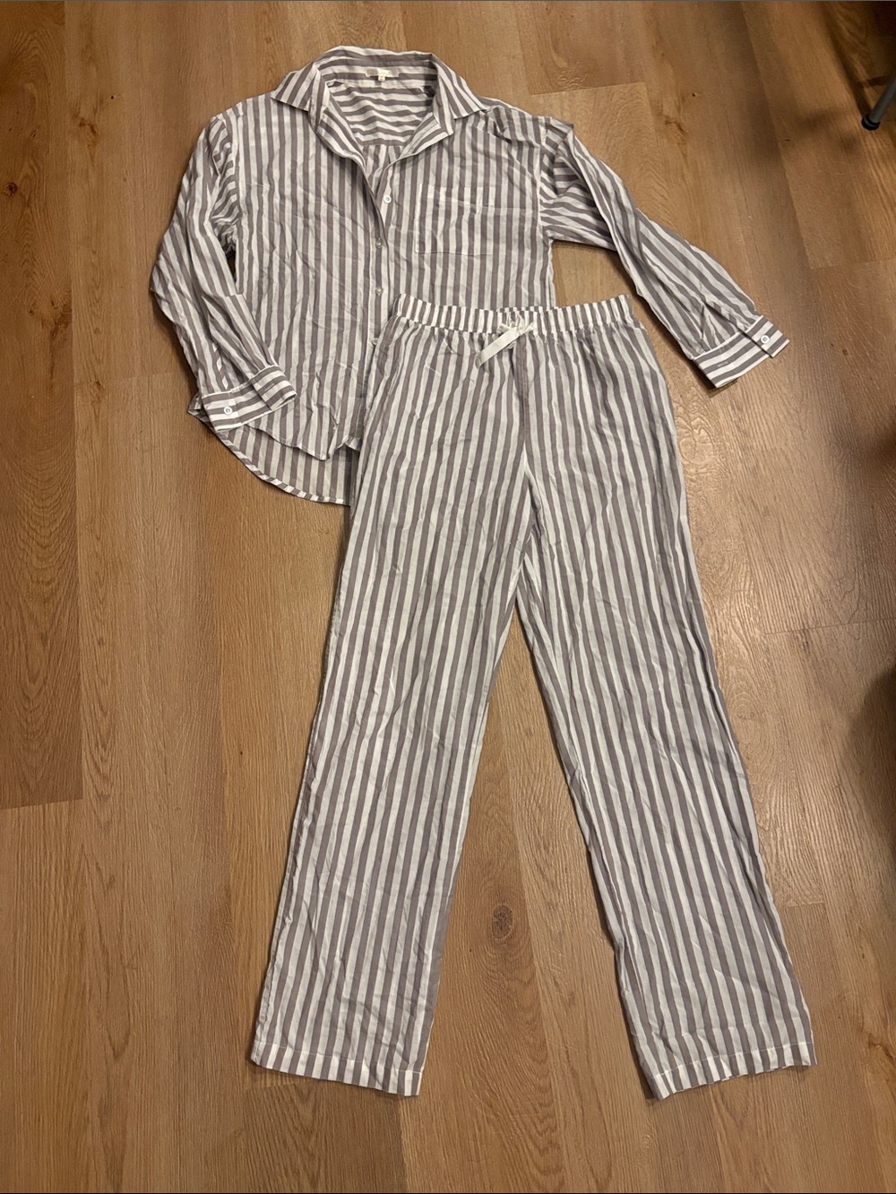 Z Supply Gray & White Striped Straight-Leg Pajama Set